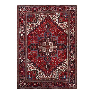 1960s Red Semi Antique Persian Heriz Rug For Sale