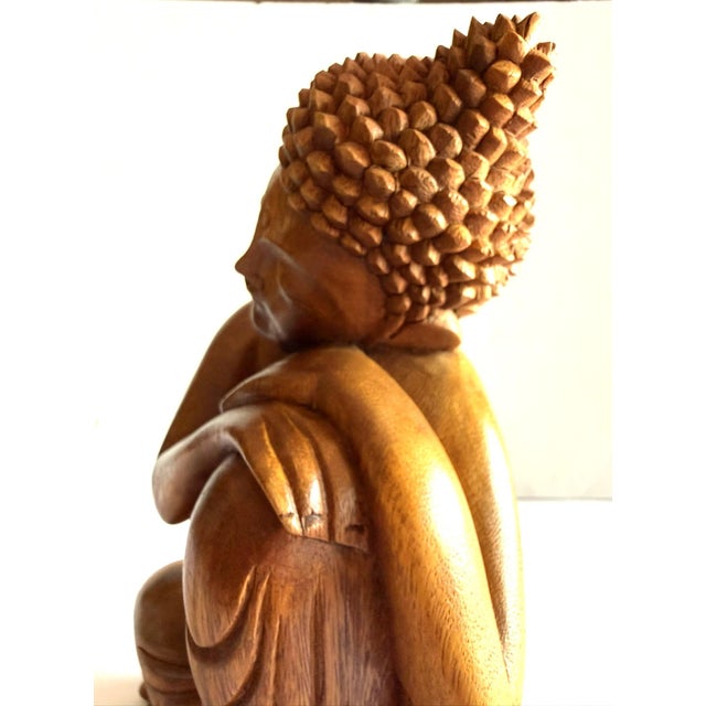 Wood Carving of "Resting Buddha" From Bali For Sale - Image 9 of 14