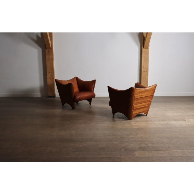 Mid-Century Modern Mid-Century Cognac Leather and Wood Lounge Chairs by Pacific Green, Australia, 1970s, Set of 2 For Sale - Image 3 of 15