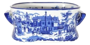 Vintage 20th Century Blue & White Porcelain Planter Jardiniere