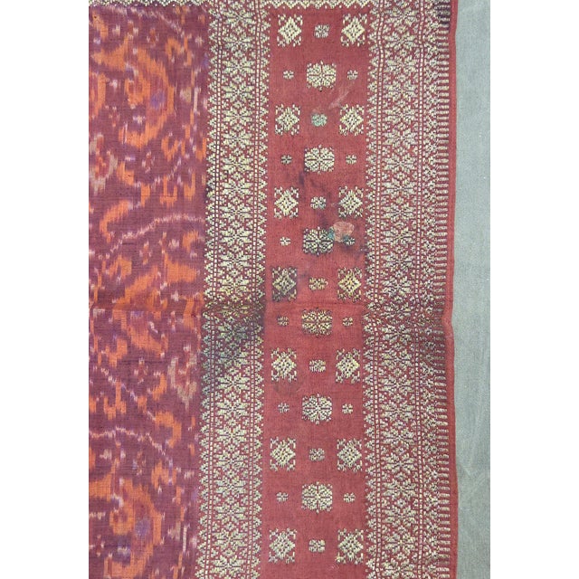 Tribal Antique Early 20th Century Malaysian Ikat Songket Head Cloth From Sumatra For Sale - Image 3 of 10