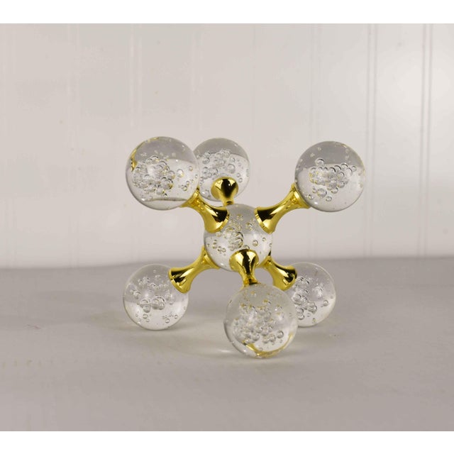 Modern Molecular Cluster Crystal Ball Decorative Orb With Gold Accents For Sale - Image 4 of 11