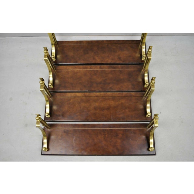 20th Century Chippendale Bombay Company Cherry Wood Brass Faux Bamboo Floating Wall Shelf Chairish
