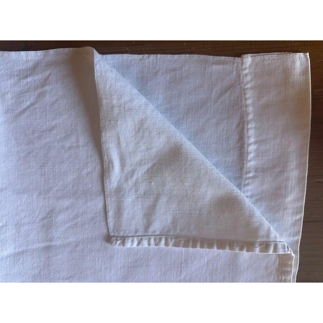 Linen Antique French Cotton Linen Sheet, Cs Floral Monogram, Circa 1900 For Sale - Image 8 of 11
