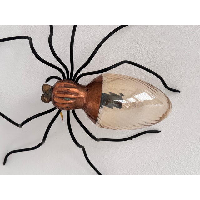 Italian Spider Wall Light Sconce with Yellow Glass Body, 1960s For Sale - Image 9 of 12