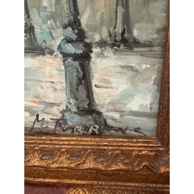 Burgundy Mid 20th Century Pair of Ornately Framed M. Torrens Parisian Street Scene Oil Paintings For Sale - Image 8 of 12
