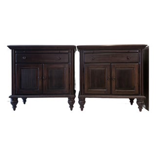 Late 20th Century Kincaid Solid Wood Oversized Bedside Chests / Nightstands, Pair For Sale