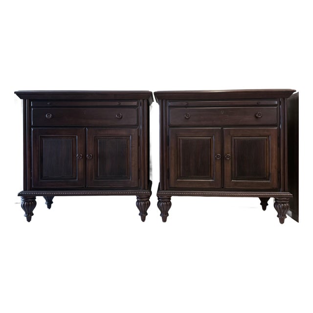 Late 20th Century Kincaid Solid Wood Oversized Bedside Chests / Nightstands, Pair For Sale
