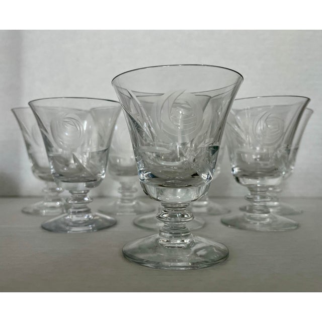 1950s 1950s Vintage Fostoria Cordial Glasses - Set of 8 For Sale - Image 5 of 9