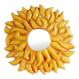 Vintage Mexican Paper Mache Wall Mirror For Sale