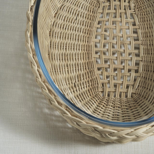 The Palmier Oval Pyrex in Rattan Basket, 14.5" x 10.25" x 3.25" For Sale In Los Angeles - Image 6 of 7