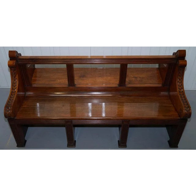 Victorian Gothic Walnut Double-Sided Museum Gallery Pew Bench For Sale - Image 4 of 18