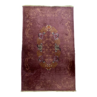1920s, Handmade Antique Art Deco Chinese Rug 3.1' X 4.10' For Sale