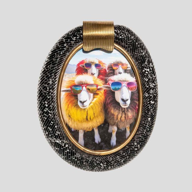 Black Oval Black Murano Glass Picture Frame with Silver Inclusions, 1970s For Sale - Image 8 of 8