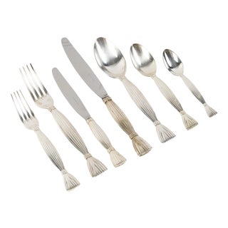 Harvest Flatware Set by Christofle Silversmiths for Hermès Paris, Set of 82 For Sale