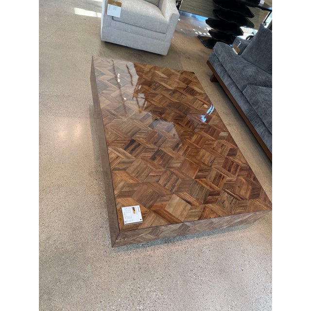 Made Goods Made Goods Lesandro Coffee Table 40" X 60" Banana Bark With Gold Raffia Base For Sale - Image 4 of 11