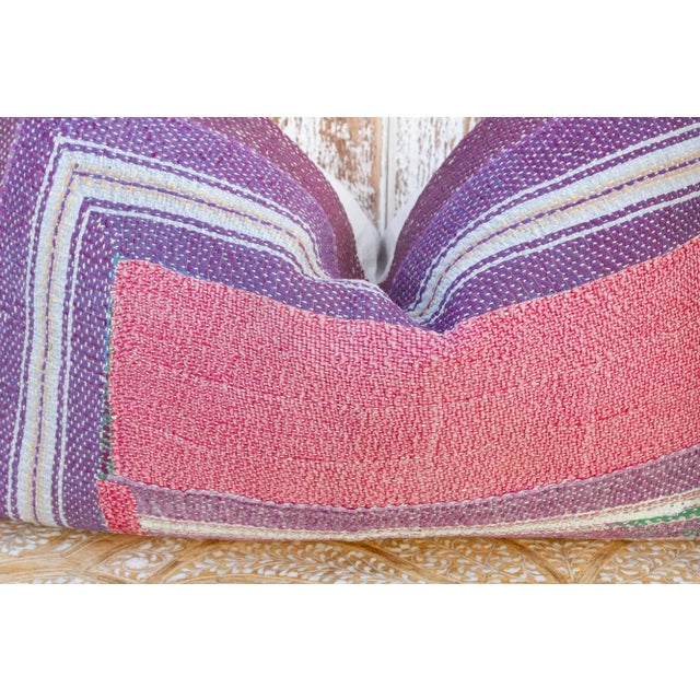 Early 21st Century Hema Vintage Lumbar Boho Kantha Pillow For Sale - Image 5 of 9
