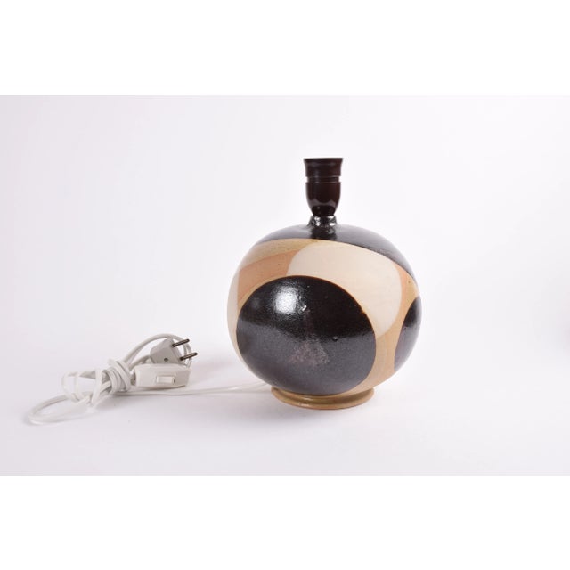 Danish Modern Ball Shaped Ceramic Table Lamp with Circle Decor by Heerwagen, 1970s For Sale - Image 6 of 12