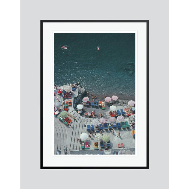 Modern Positano Beach 1979 by Slim Aarons Framed C-Print For Sale - Image 3 of 3