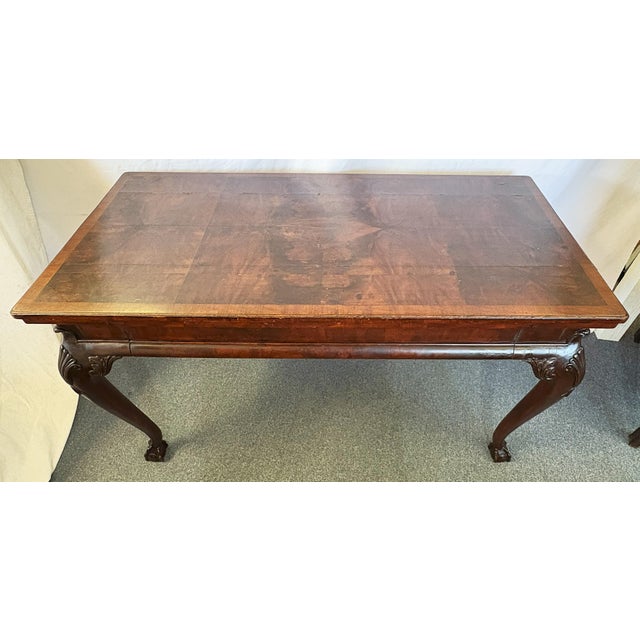 1920's Georgian Style Desk With Drawer, Cabriole Legs, & Ball and Claw Feet For Sale - Image 13 of 18