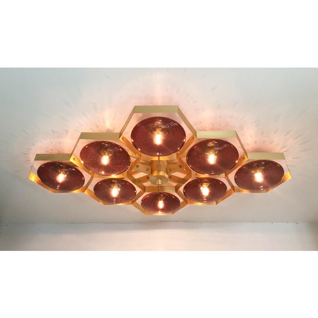 21st Century Hive Satin Brass Amethyst Bubbles Murano Flush Mount by Fabio LTD For Sale - Image 6 of 9
