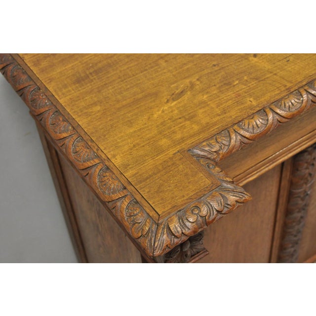 Antique Renaissance Revival Oak Wood Spiral Barley Twist Jelly Liquor Cabinet For Sale In Philadelphia - Image 6 of 18