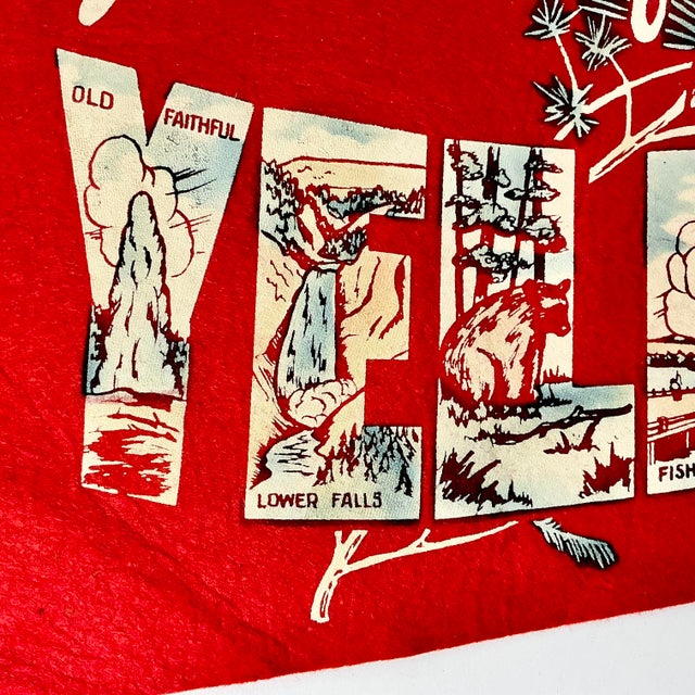 1950s Vintage Americana Boho Chic Rustic Yellowstone Felt Pennant. For Sale - Image 9 of 12