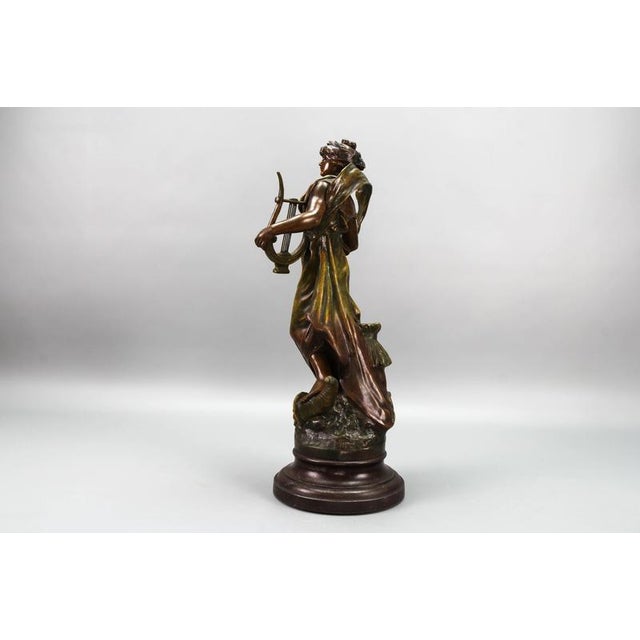 French Patinated Bronzed Spelter Sculpture Muse Champetre, 1920s For Sale - Image 12 of 18