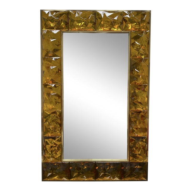 Contemporary Brass Mirror Murano Glass, Italy For Sale
