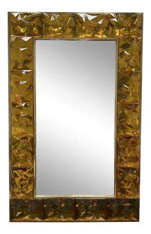 Contemporary Brass Mirror Murano Glass, Italy