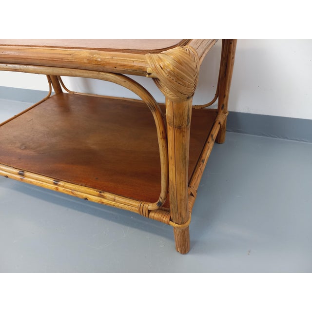 Vintage Rattan and Wood Coffee Table, 1960s For Sale - Image 3 of 13