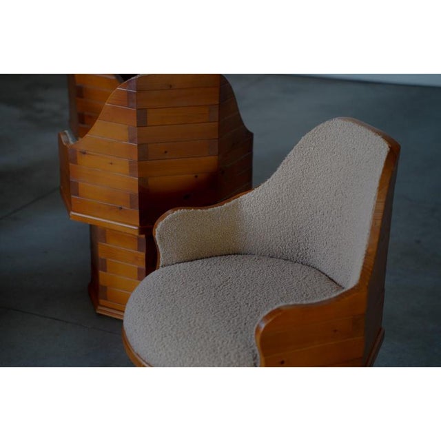 Pine Dining Chairs in Boucle Upholstery, Germany, 1970s, Set of 7 For Sale - Image 12 of 18