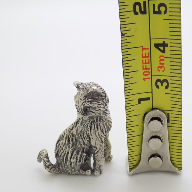 Vintage Italian Handmade Genuine Silver Sitting Cat Figurine Miniature Sculpture, Made in Tuscany (Arezzo, Italy) For Sale - Image 11 of 11