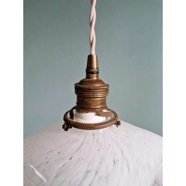 Art Deco Pendant Light in Pleated Speckled Glass, 1930s For Sale - Image 6 of 14