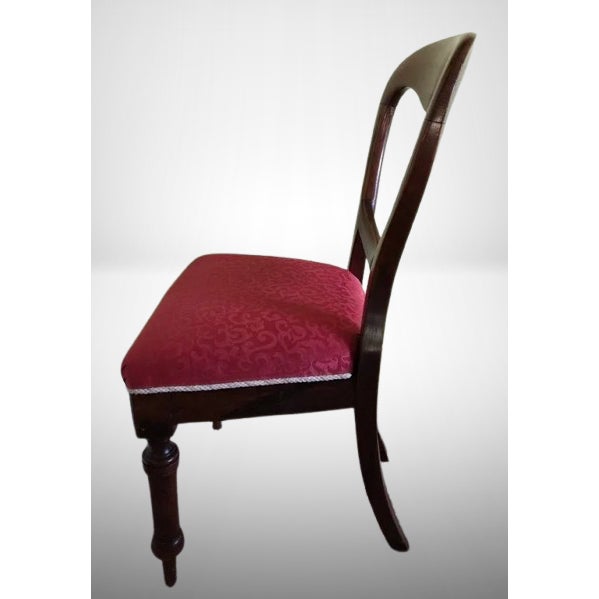 Mid 19th Century Set of 4 Mid-19th Century Uk Victorian Open Balloon Back Chairs – Ruby Damask For Sale - Image 5 of 6