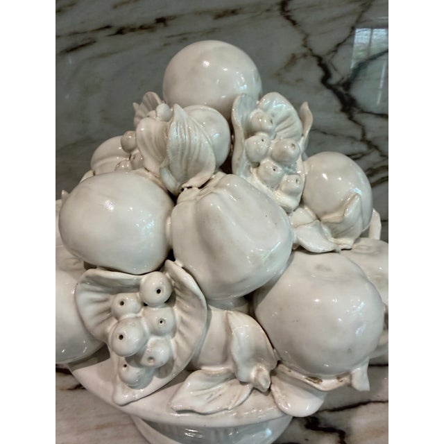 Gorgeous vintage Italian white ceramic basket fruit topiary.