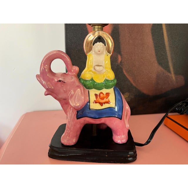 Porcelain Elephant Lamp & Shade, C1940 For Sale - Image 9 of 18