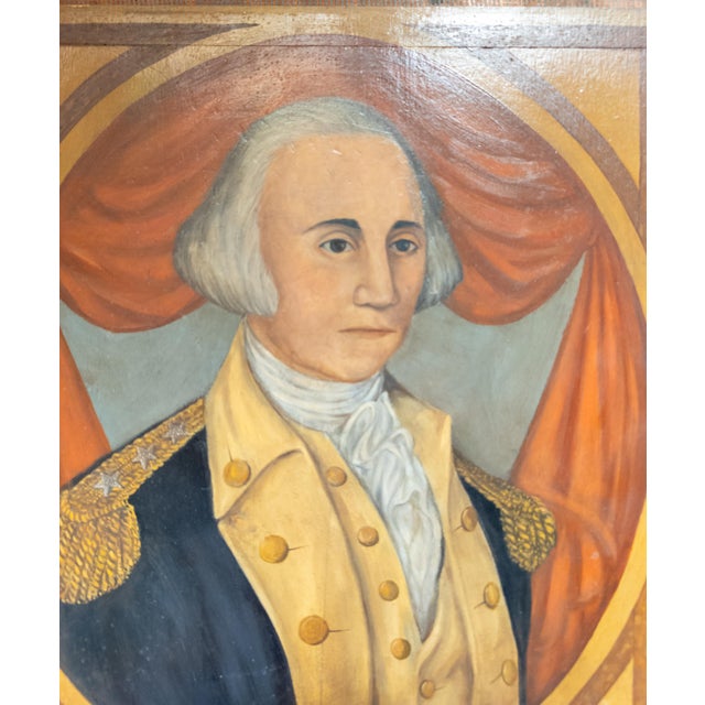We are selling this charming Naive Folk art painting of George Washington. This painting is executed in oil on a wood...