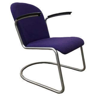 Purple Upholstery & Black Armrests 413 Chair by W. H. Gispen for Gispen Culemborg, 1950s For Sale
