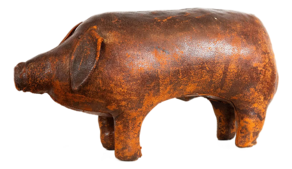 1970s Vintage Dimitri Omersa Leather Pig Footstool | Chairish