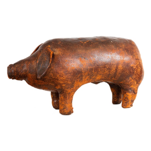 1970s Vintage Dimitri Omersa Leather Pig Footstool For Sale