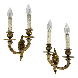 Mid-Century Bronze Wall Sconces, Belgium, 1960s, Set of 2 For Sale