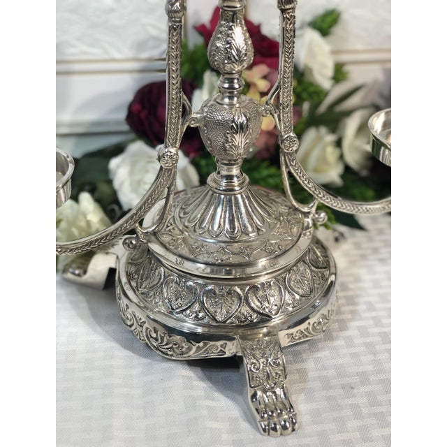 Large Centerpiece Candle Holder Vintage Andrea by Sadek Silver Plated Centerpiece For Sale - Image 10 of 13