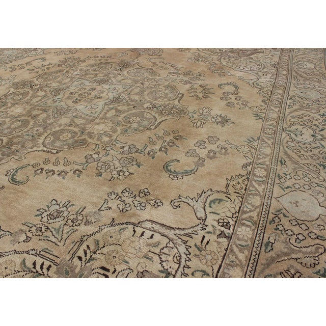1950s Vintage Muted Tabriz Rug - 10′ × 12′6″ For Sale - Image 5 of 7