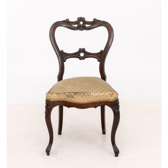 Victorian Silk Upholstered Walnut Side Chairs, 2 For Sale In New York - Image 6 of 10