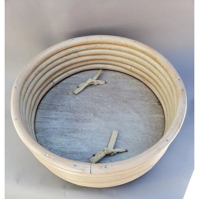 1980s 1980s Whitewashed Rattan Round Footstool With Tufted Cushion For Sale - Image 5 of 6