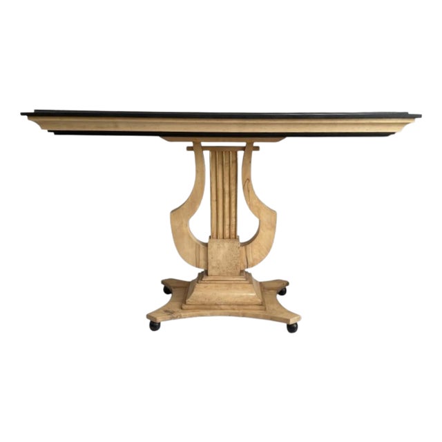 1970s Art Deco Harp Base Console Table With Granite Top, Possibly by Enrique Garcel For Sale