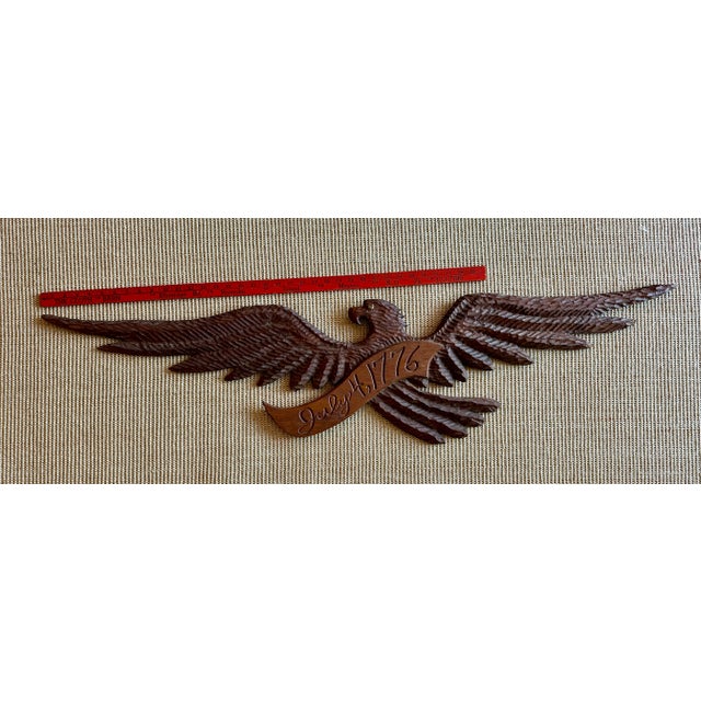 Vintage Large Carved 1776 American Eagle Wingspan Wall Sculpture For Sale - Image 9 of 10