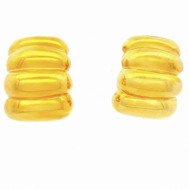Vintage Maz 14k Yellow Gold Sculptural Ribbed Earrings, Circa 1980s For Sale - Image 10 of 10