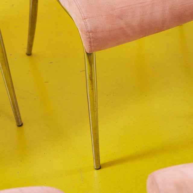 Textile Chairs in Metal and Pink Fabric, 1970s, Set of 6 For Sale - Image 7 of 9